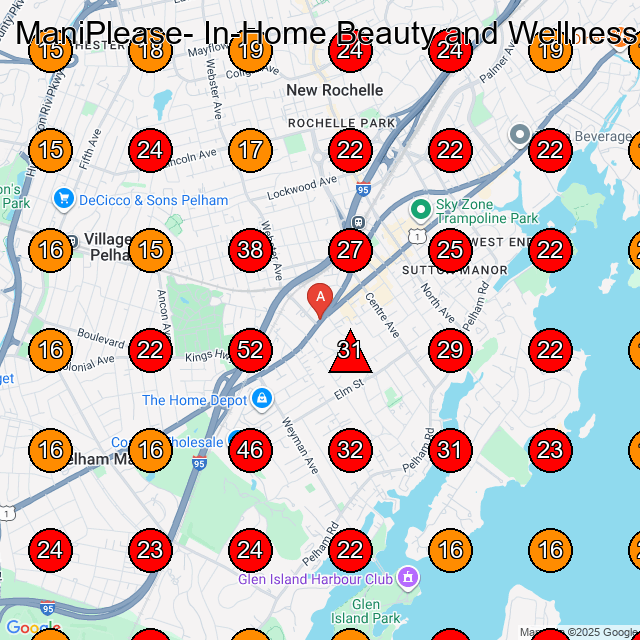 ManiPlease- In-Home Beauty and Wellness GeoGrid visibility map for Nail Salon in New Rochelle